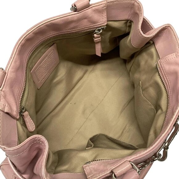 COACH Leather Carryall F08A71 Pink Leather - Handbag - Picture 7 of 10